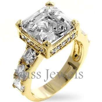 **5.20 ctw Princess Cut Ring in Gold Tone**Size 5